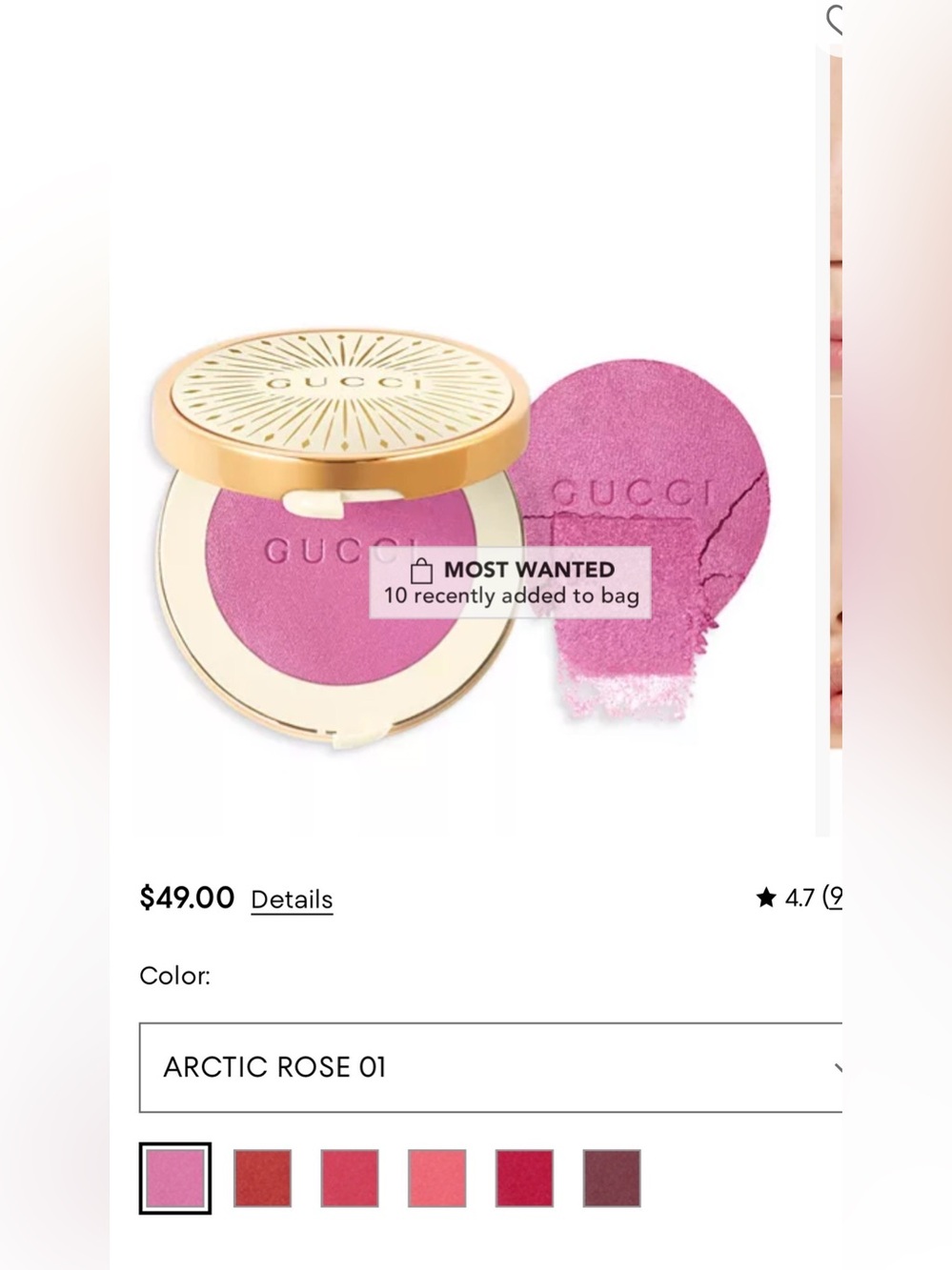 S Gucci Glow Blush in Arctic Rose 01 - NIB Retails $49 - Picture 2 of 4